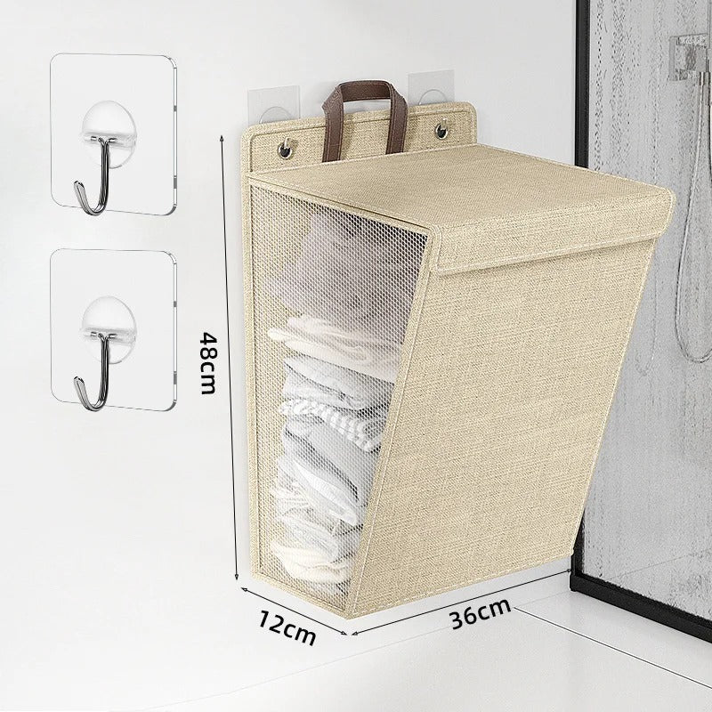Corbeille à linge murale pliable, beige | Lavu Home