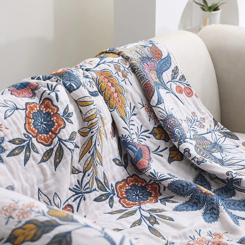 Couverture en coton jacquard à fleurs | Lavu Home