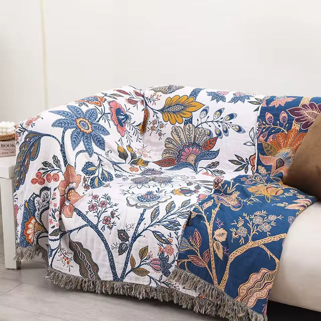 Couverture en coton jacquard à fleurs | Lavu Home