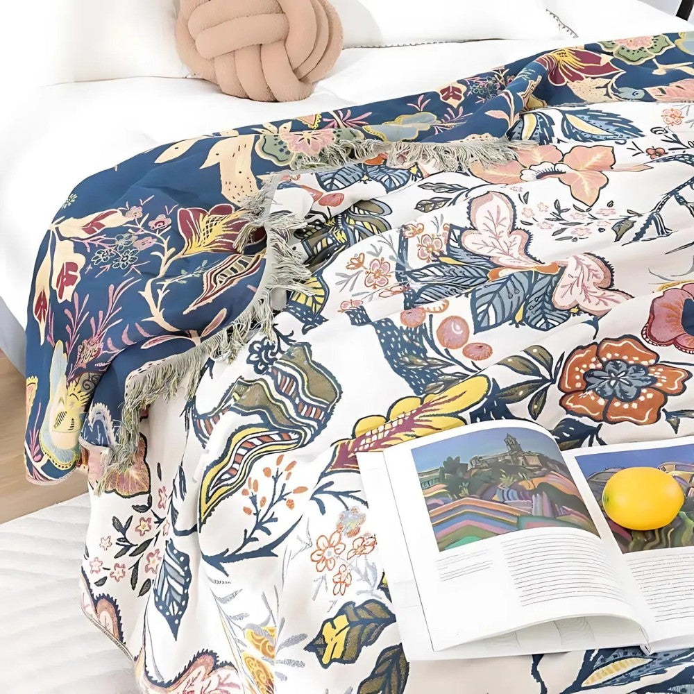 Couverture en coton jacquard à fleurs | Lavu Home