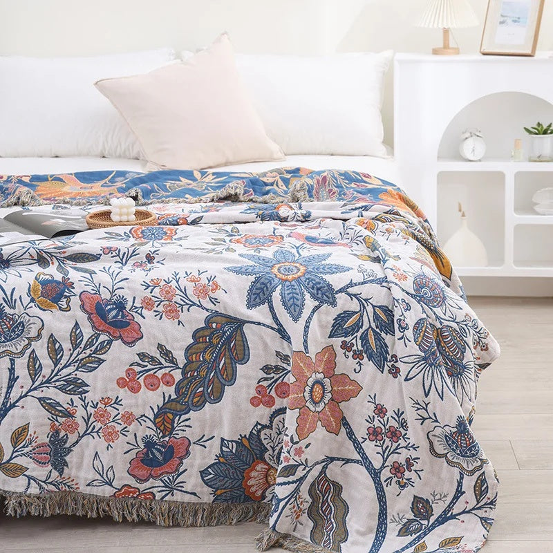 Couverture en coton jacquard à fleurs | Lavu Home