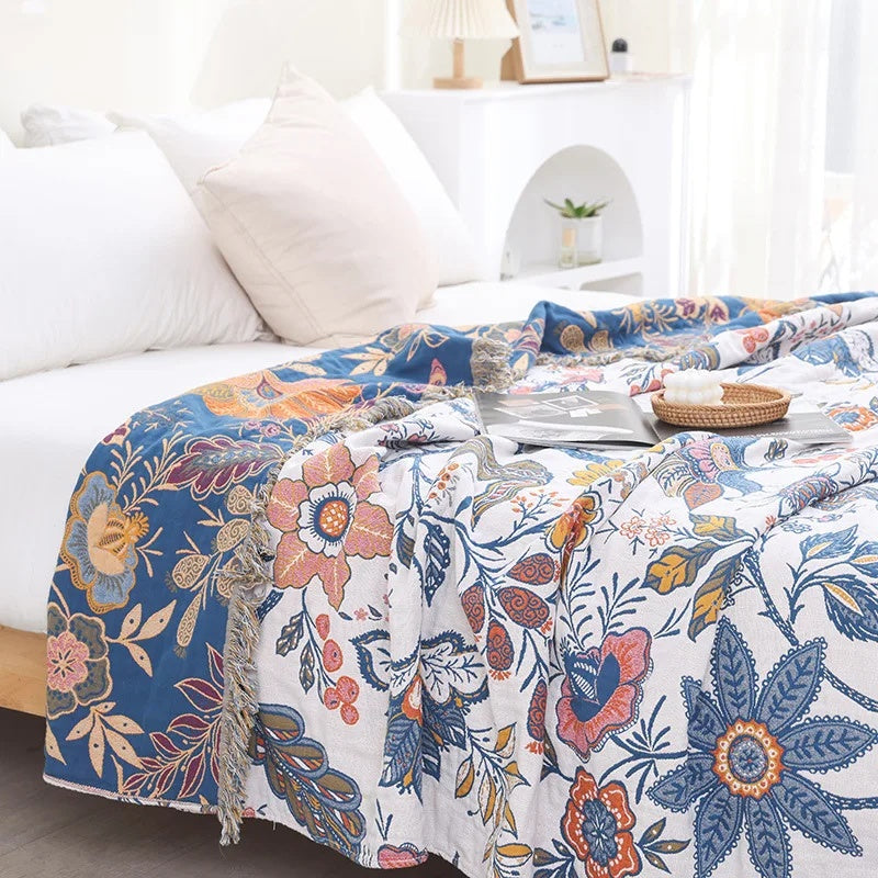 Couverture en coton jacquard à fleurs | Lavu Home