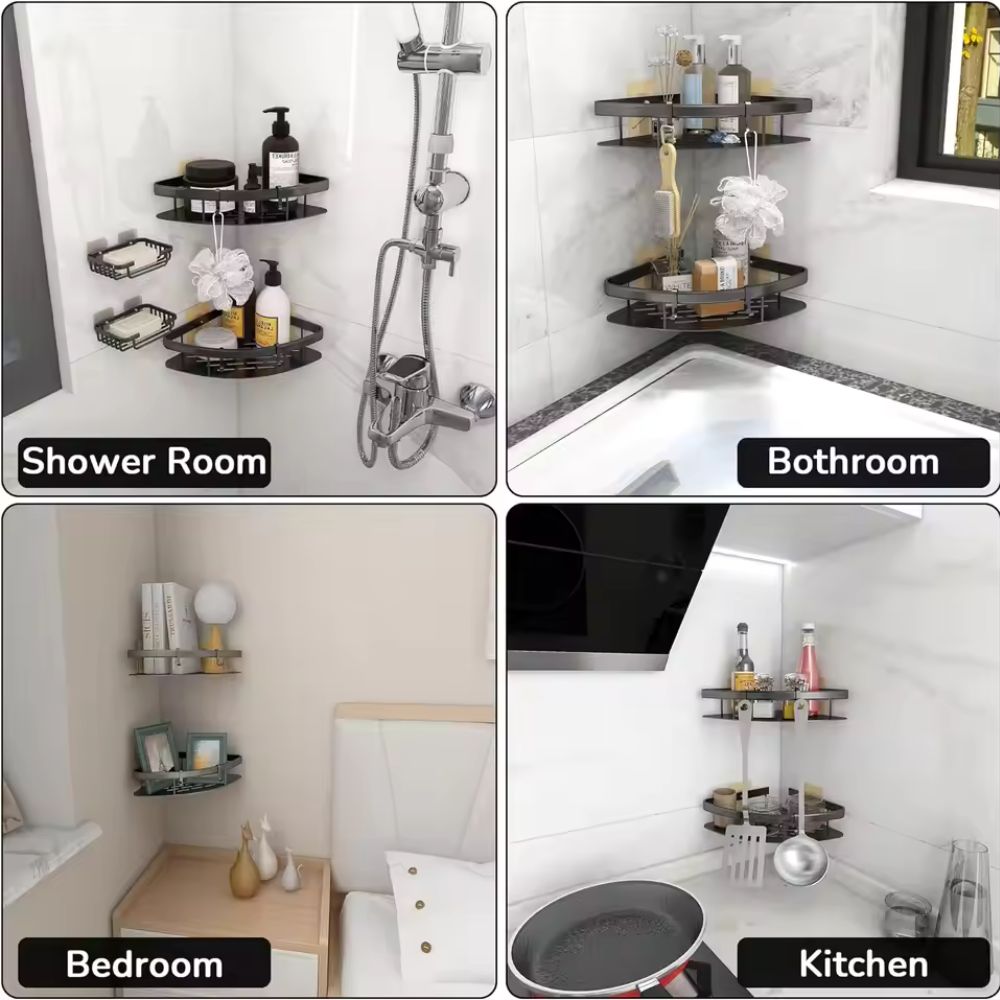 Étagère de douche en aluminium incurvée | Lavu Home