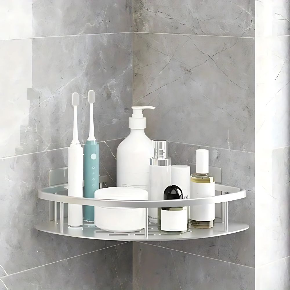 Étagère de douche en aluminium incurvée, argenté | Lavu Home