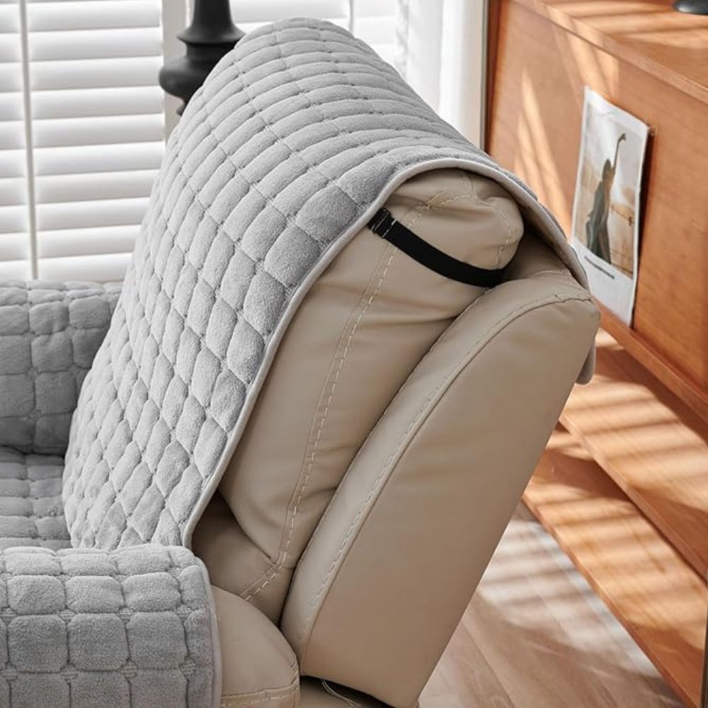 Housse de fauteuil relax matelassée à carreaux, beige | Lavu Home