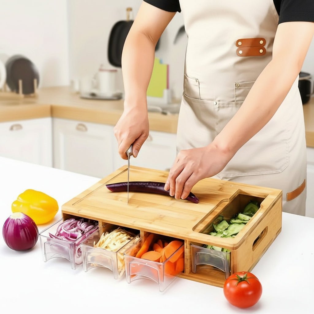 Planche à découper en bambou avec rangement | Lavu Home